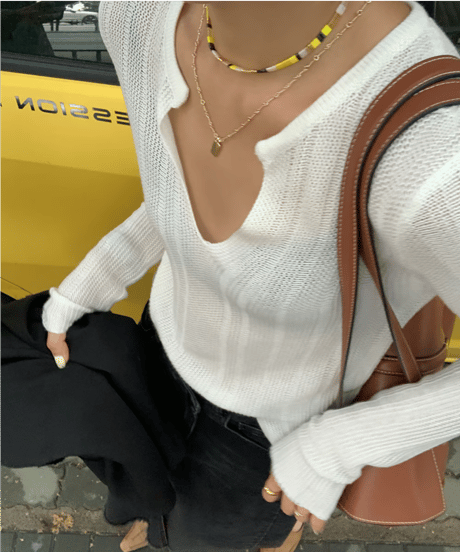 v-neck knit sweater / 2color　hm1040