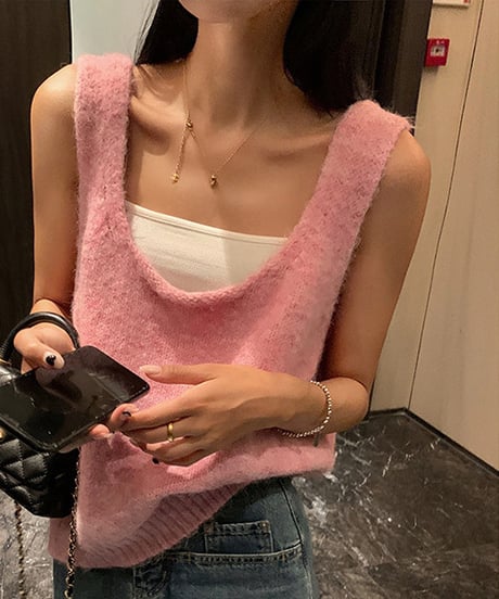 knit tank vest / 4color　hm1488