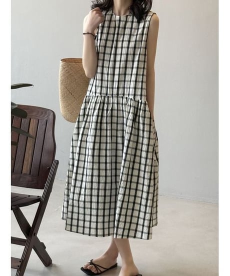 check flare dress　hm2293