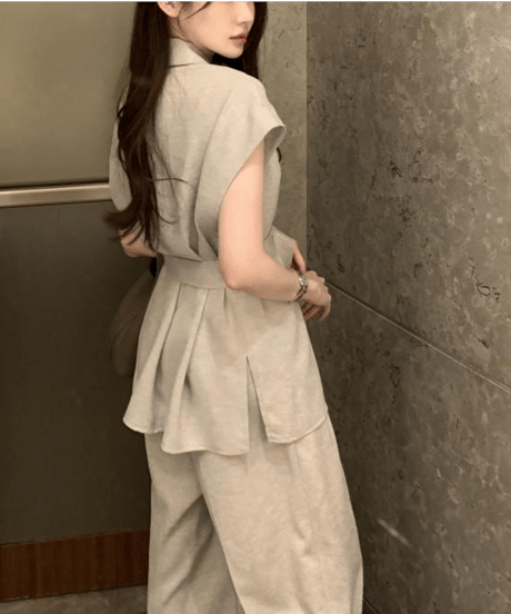 collared pants set / 3color　hm2863