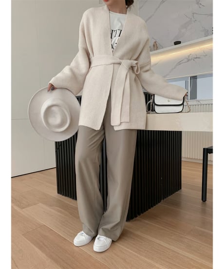 belted knit gown / 2color　hm2696