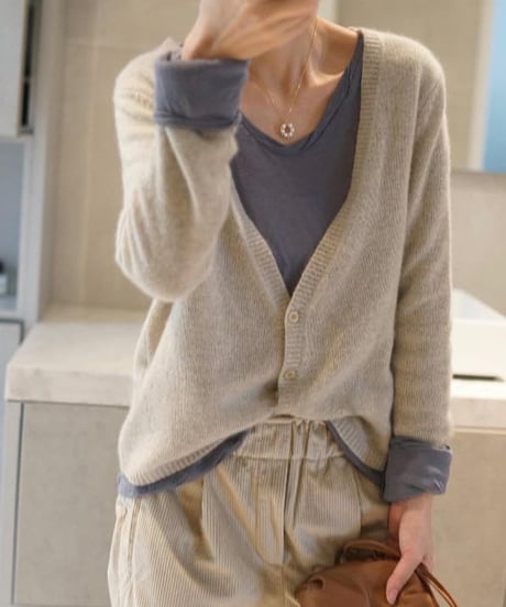 v-neck loose cardigan / 5color　hm1841