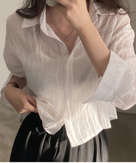 sheer short shirt / 4color　hm2918