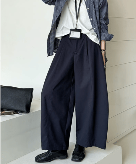 wide silhouette tuck pants / 4color　hm2765