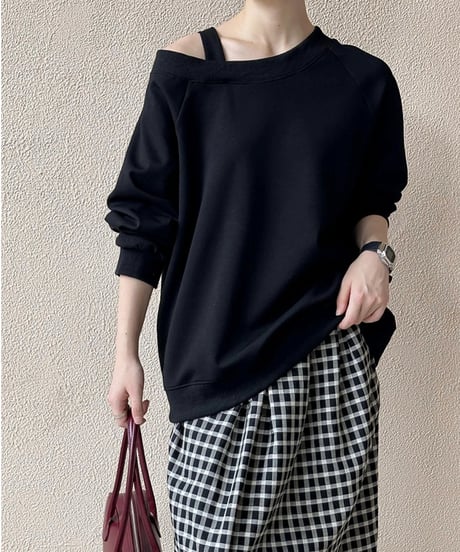 one shoulder loose top / 3color　hm1708
