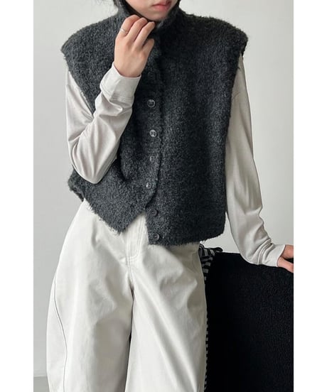 textured knit vest / 4color　hm2675