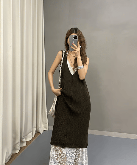 sheer tank dress / 2color　hm2396