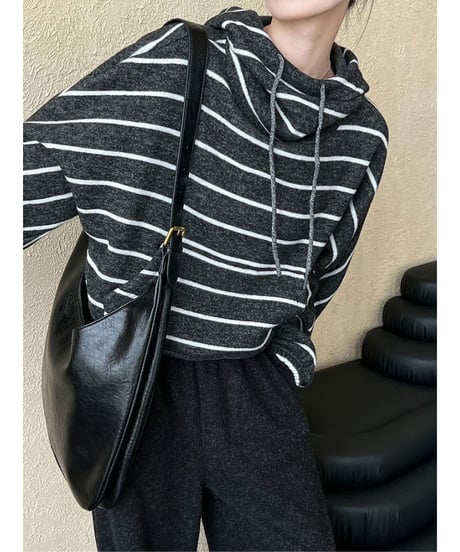 relaxed strip hoodie / 2color　hm2060