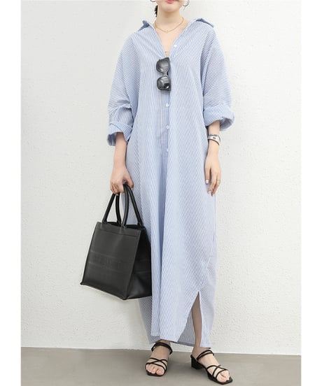 striped shirt dress / 3color　hm2538
