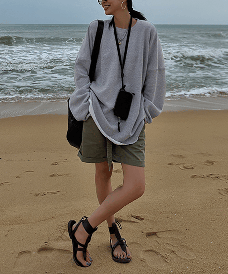 oversized cotton sweatshirt / 2color　hm1906
