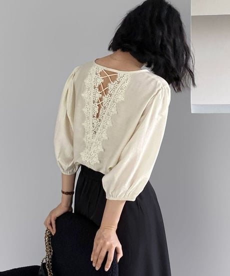 back lace blouse / 2color　hm2249