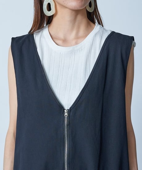 deep v-neck salopette / 3color　hm2596