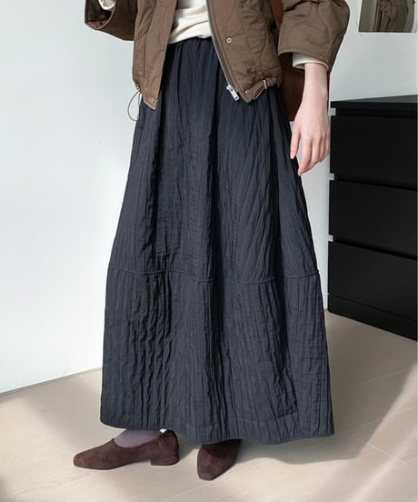 wrinkled tiered skirt / 4color　hm2716