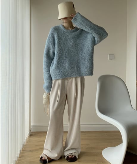 boucle crewneck knit / 6color　hm2770