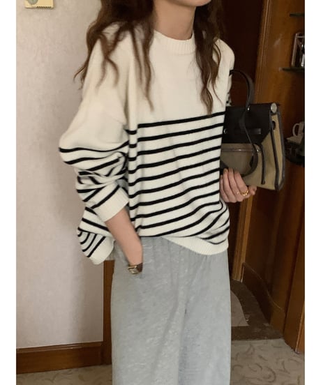 stripe knit top　hm2554