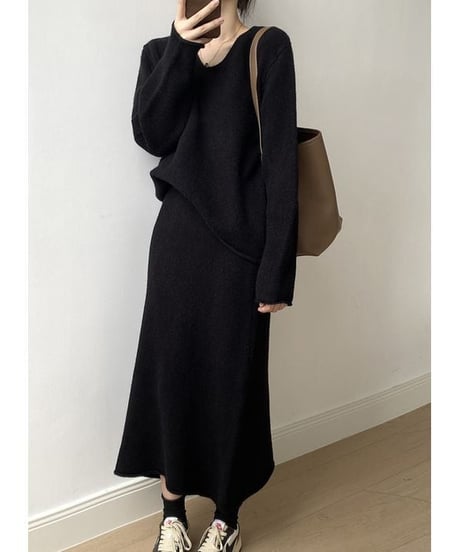 knit tops&skirt set / 4color　hm1867