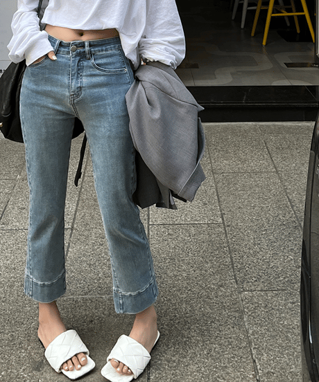 semi-flared denim pants / 2color　hm1300