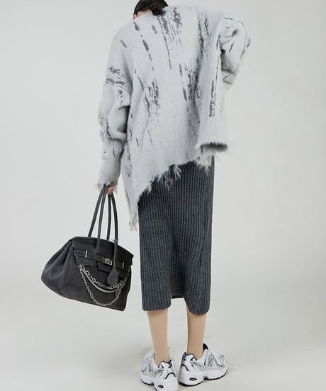 front zipper knit cardigan　hm1829