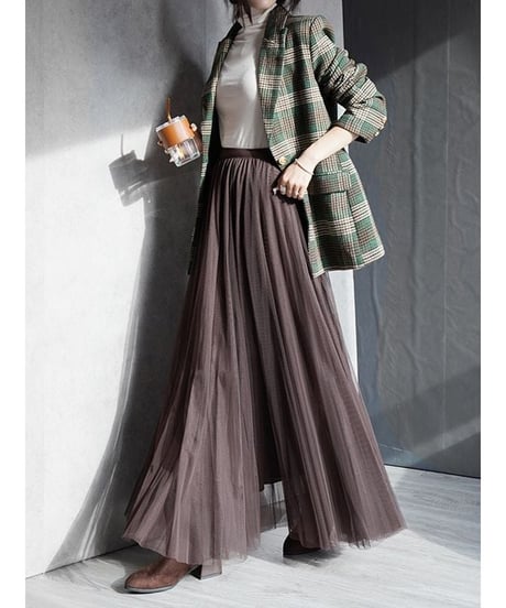 long flared tulle skirt / 4color　hm1885