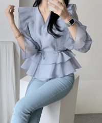 frill wrap blouse / 4color　hm2824