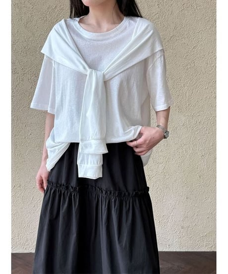 tie detail t-shirt / 3color　hm2273