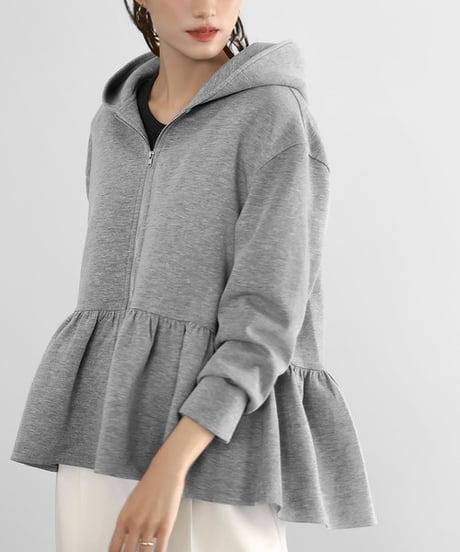 peplum zip-up hoodie / 2color　hm2650