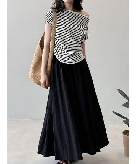 pleated maxi skirt / 4color　hm2324