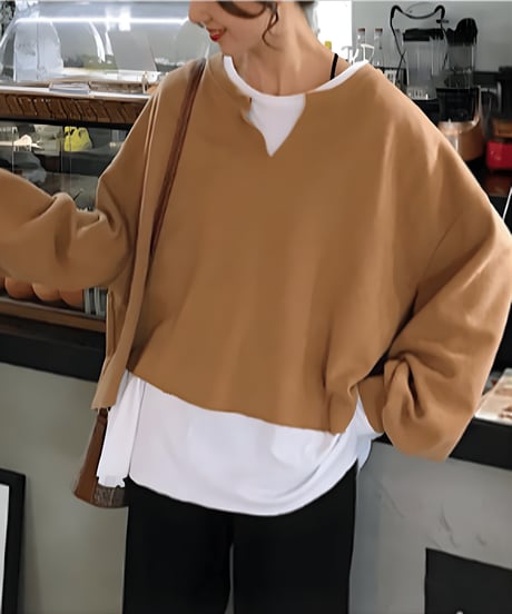 v-neck sweat top / 2color　hm2606
