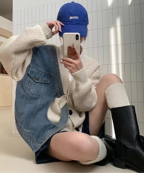 denim docking cardigan / 3color　hm2761