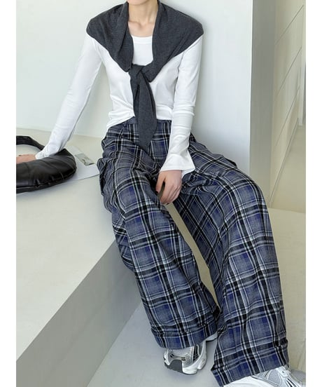 plaid wide pants / 2color　hm2768