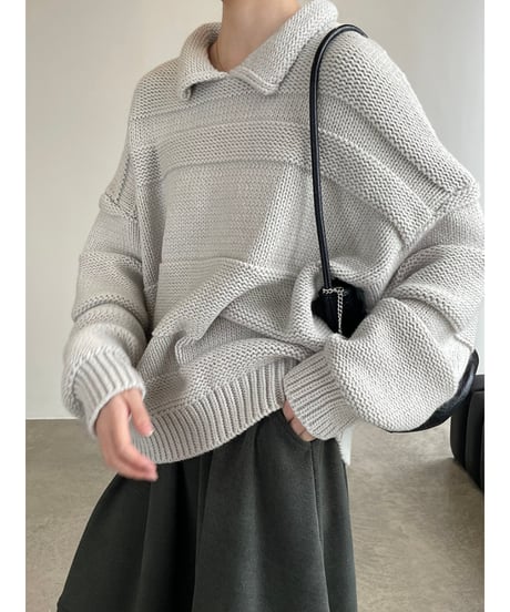 collared cropped knit / 4color　hm2719