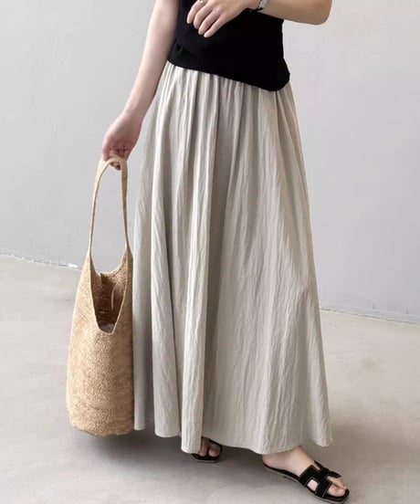 pleated maxi skirt / 4color　hm2324