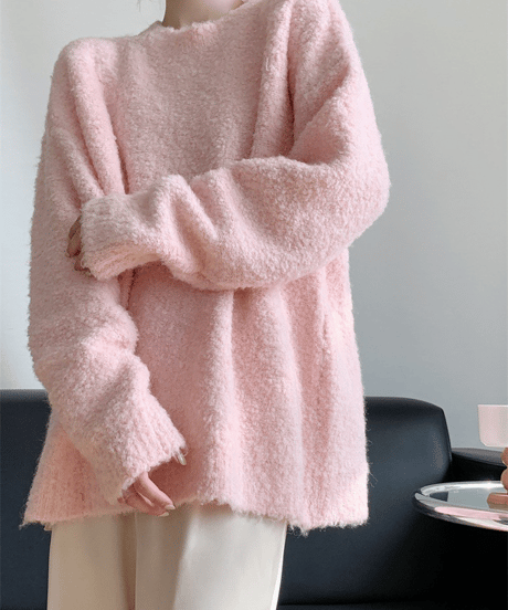 boucle crewneck knit / 6color　hm2770