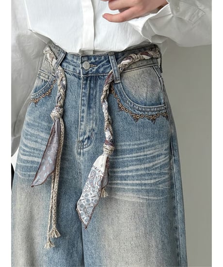 wide denim pants　hm2806