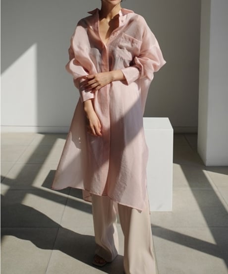 oversize sheer long-shirt　hm1589