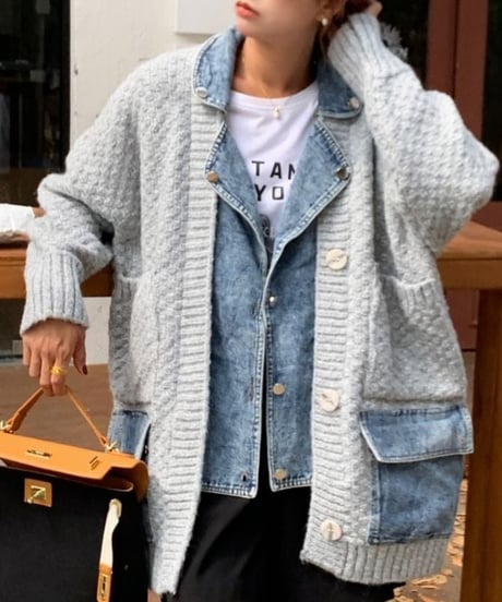 denim & knit cardigan　hm1795