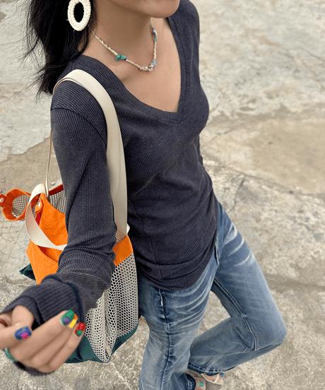 v-neck thermal top / 2color　hm2081