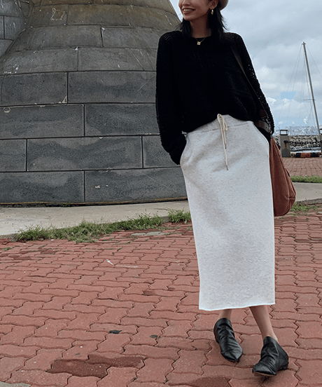 side slit sweat skirt / 2color　hm1293
