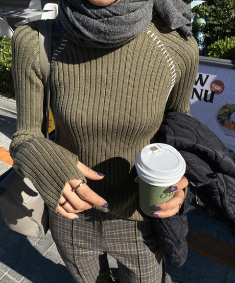 stitch slim rib knit / 2color　hm1088