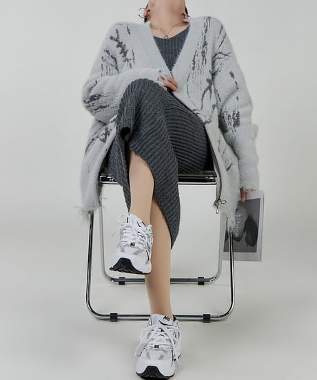 front zipper knit cardigan　hm1829