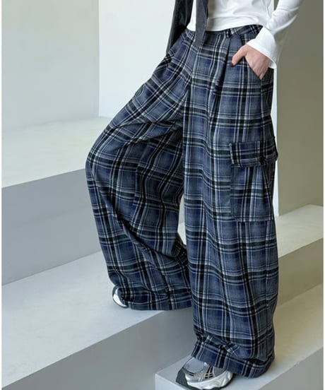 plaid wide pants / 2color　hm2768