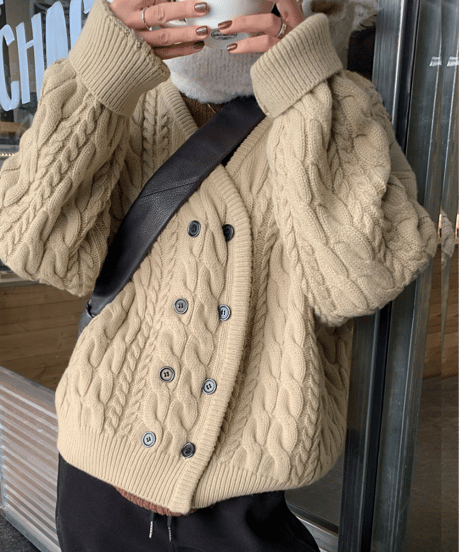 cable knit cardigan / 2color　hm1204