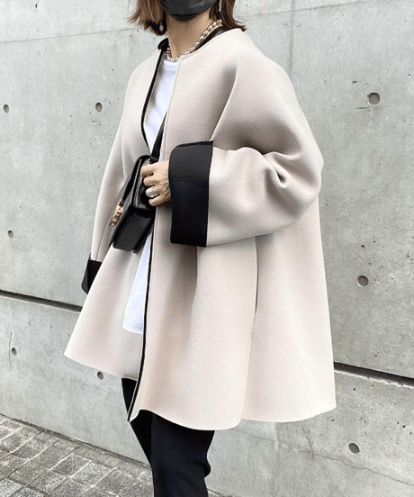 a-line bi-color coat　hm2595