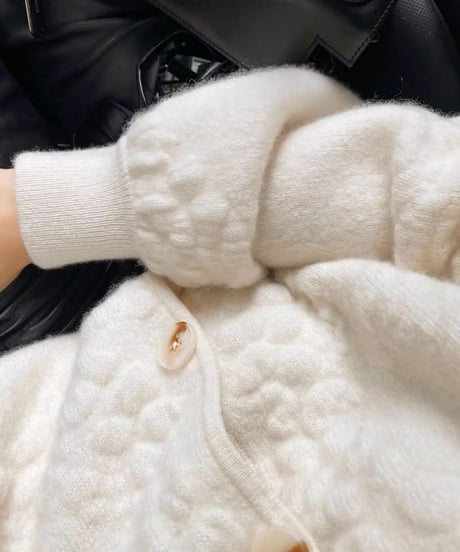 french white knit cardigan　hm1804