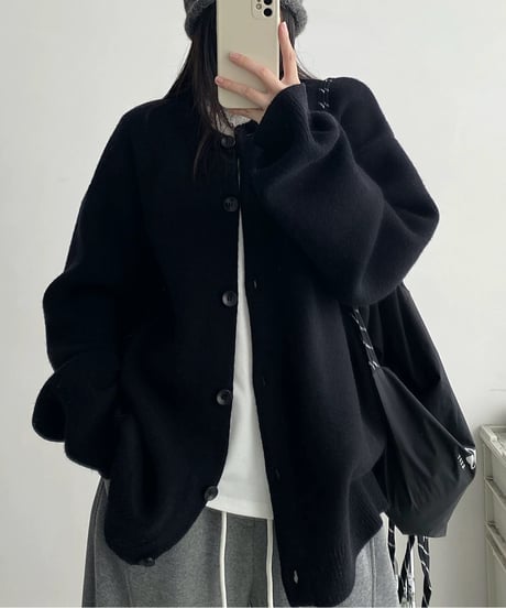 oversize crewneck cardigan / 2color　hm2714