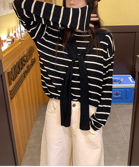 layered knit top / 2color　hm2668