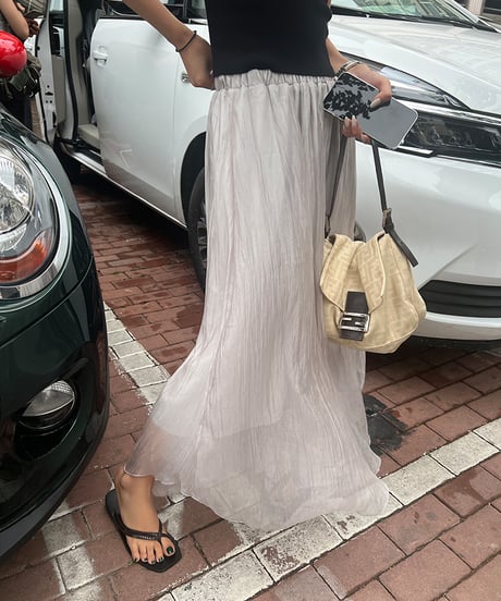sheer pleated skirt / 2color　hm1359