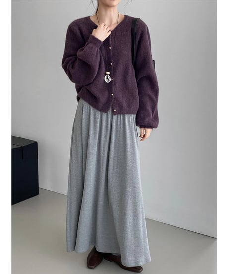 fluffy knit cardigan  / 6color　hm2630