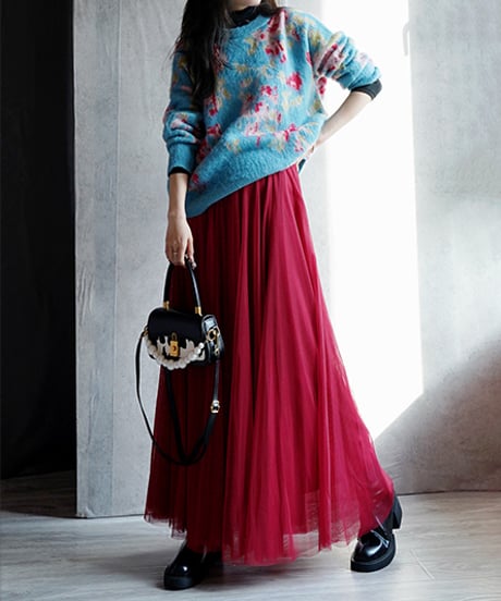 long flared tulle skirt / 4color　hm1885