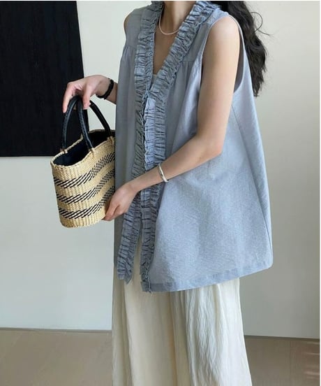 v-neck sleeveless top / 2color　hm2439